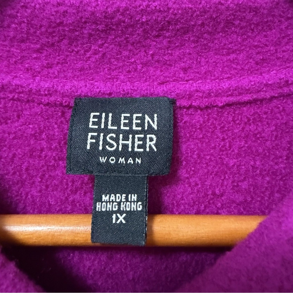 Eileen Fisher Boiled Wool Button Front Jacket Size 1X Magenta Pink Lagenlook - Picture 7 of 8